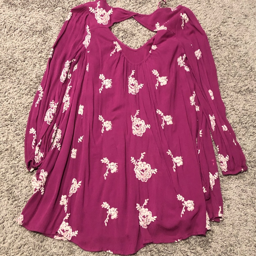 Free People Emma Embroidered Swing Dress Purple - Picture 3 of 3